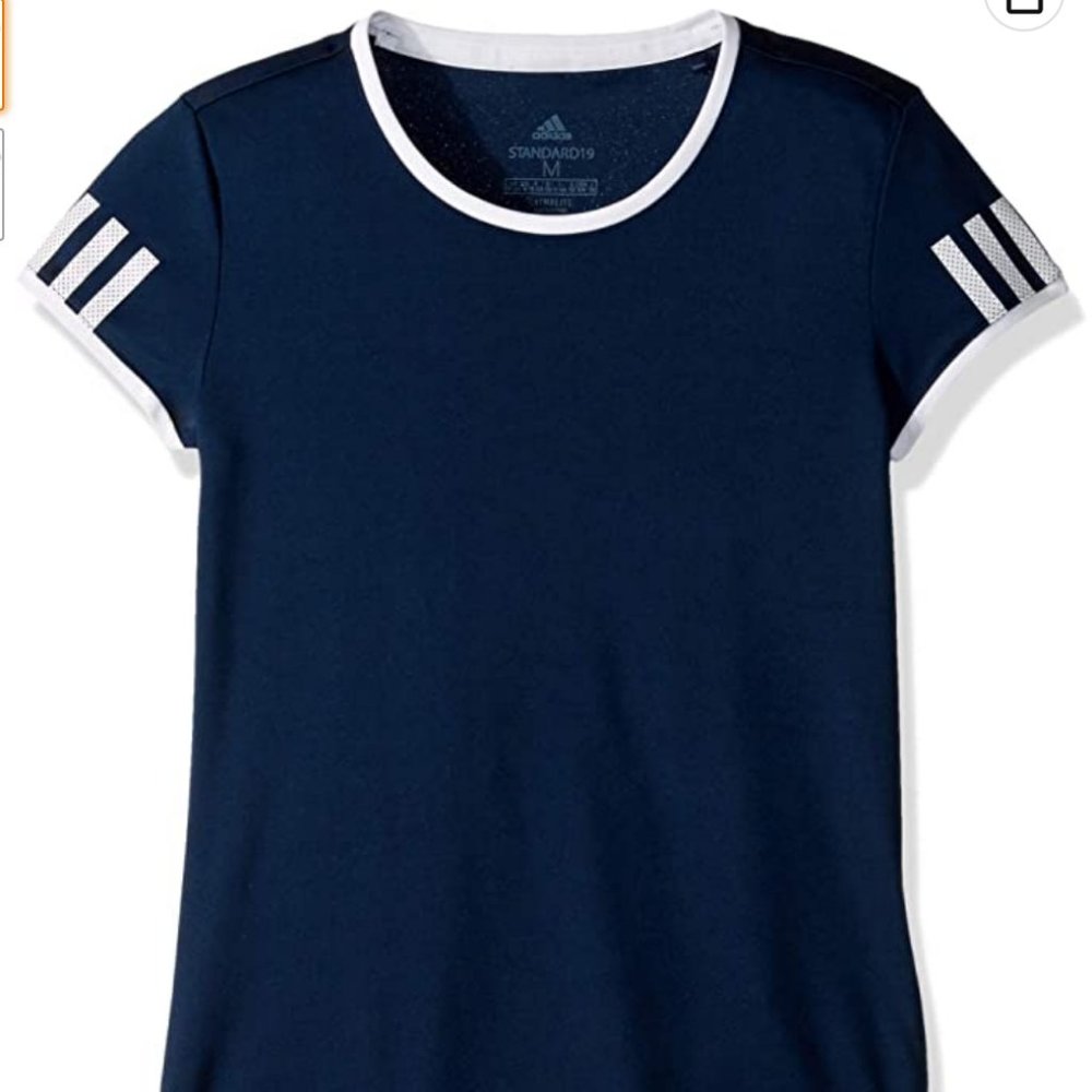 adidas Girls' Club Tennis Tees - Navy Blue - Size L